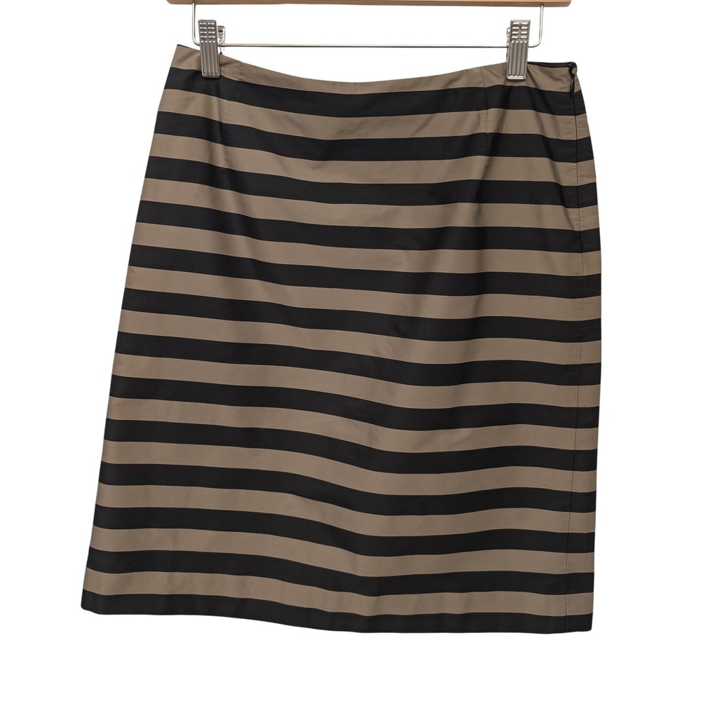 Weekend Max Mara Striped Knee Length Pencil Skirt Black Tan Sz 6